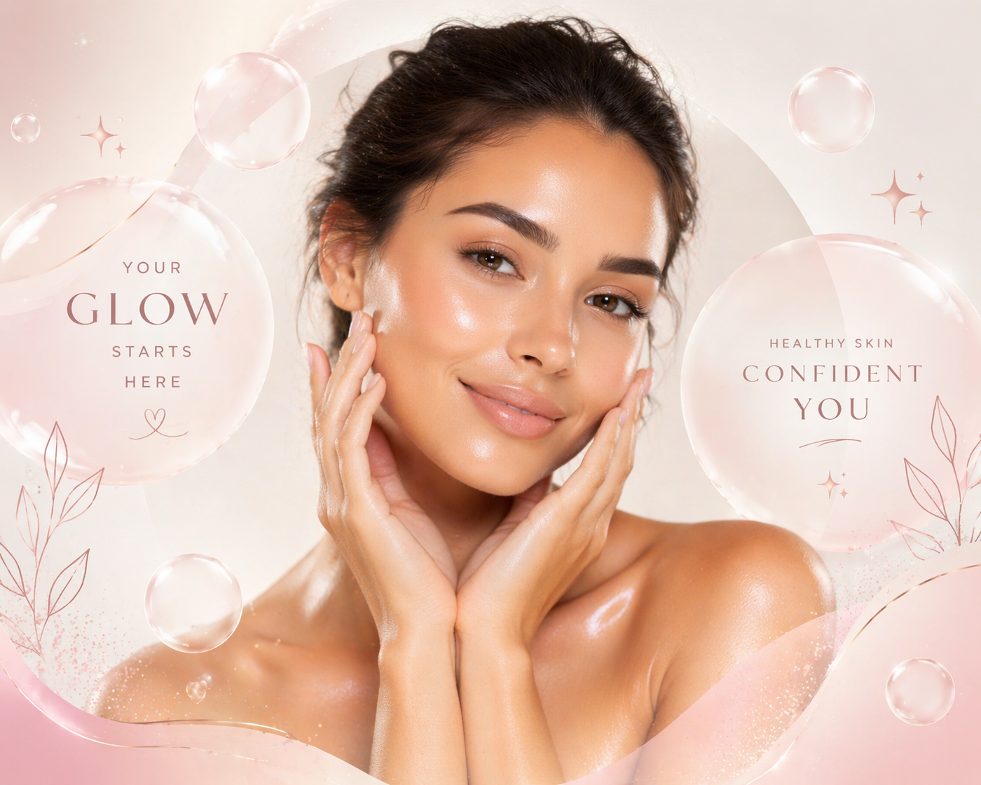 Glowing beauty skincare portrait